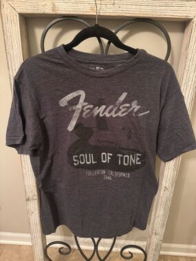 Fender Soul Of Tone Guitar Graphic T Shirt Gray Medium Licensed Logo